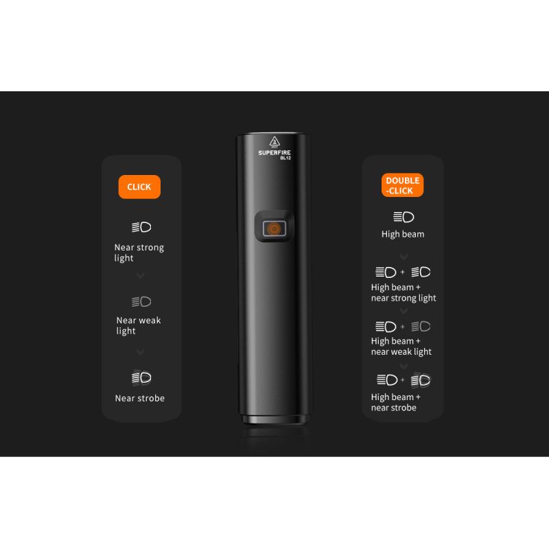 SUPERFIRE BL12 1300LM Luce anteriore per bicicletta Ricaricabile USB 4800mAh LED Lampada frontale per bici Ciclismo