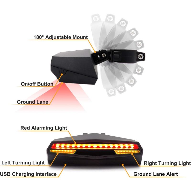 Ampulla C1 Fanale Posteriore Bici LED Ricaricabile, Telecomando Bici. Indicatori, Proiettore Corsia, Sicurezza Ciclismo.