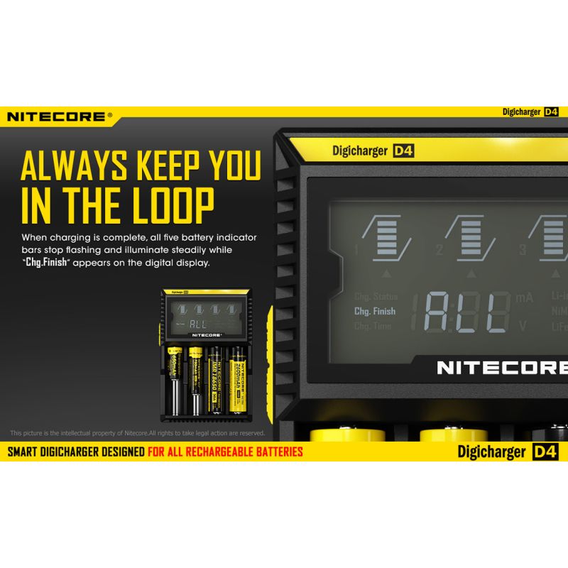 Nitecore D4 Digicharger caricabatterie intelligente con LCD Display compatibilità universale per batterie Li-Ion e Ni-MH ricarica simultanea e sicurezza avanzata acquisto conveniente