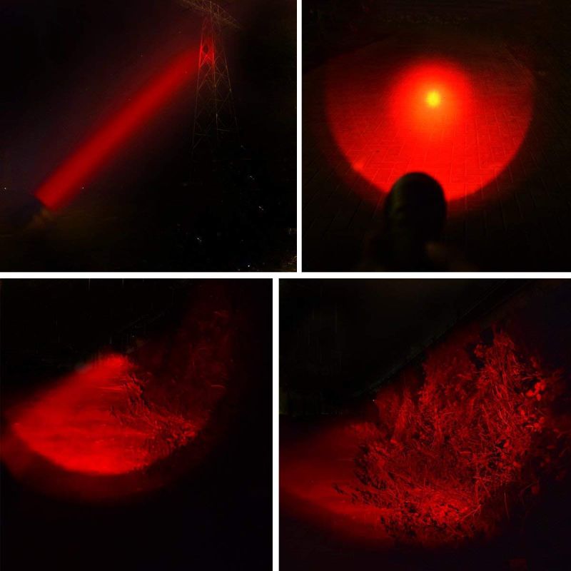 UltraFire WF-502B.2 Torcia LED Luce Rossa Zoomabile Compatta Potente Resistente Impermeabile IPX65 per Escursioni Notturne Caccia Astronomia Osservazione Faunistica Pesca