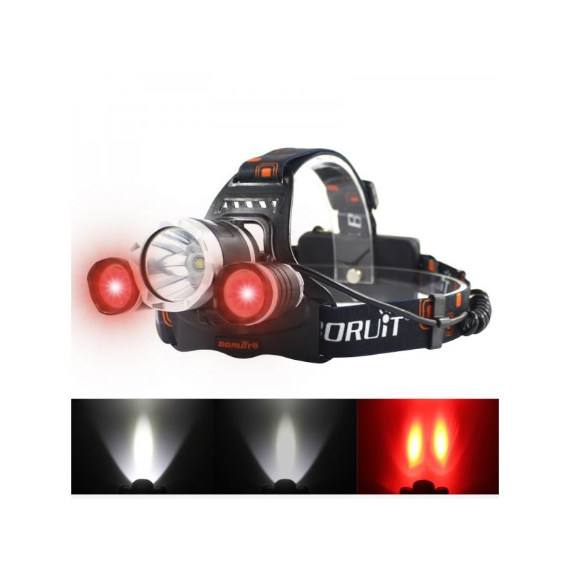 Boruit RJ-3000 lampada frontale LED con 1000 lumen modalità luce multiple faro impermeabile per illuminazione outdoor escursionismo e campeggio attrezzatura avventura nuova condizione