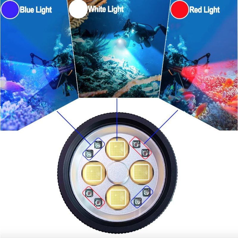 Torcia subacquea 10000 lumen per fotografia professionale impermeabile 100M accessori immersione ideale per esplorazione marina e luce per immersioni ricaricabile Type-C