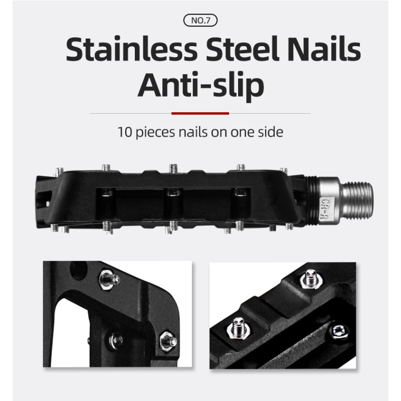 Pedali ROCKBROS ultraleggeri per ciclismo piattaforma piatta in nylon cuscinetti sigillati per MTB BMX e strada durevoli componenti bici per prestazioni e stabilità