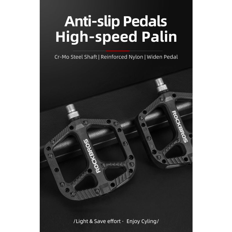Pedali ROCKBROS ultraleggeri per ciclismo piattaforma piatta in nylon cuscinetti sigillati per MTB BMX e strada durevoli componenti bici per prestazioni e stabilità
