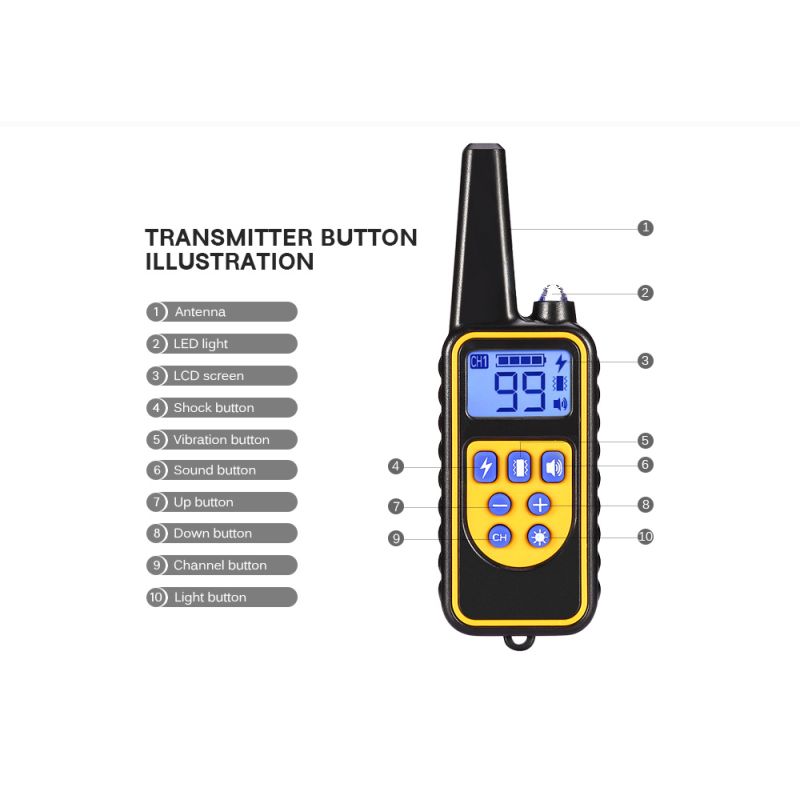 Collare Addestramento Cani Elettrico 800m Impermeabile con Display LCD e Livelli Vibrazione Regolabili per Addestramento Obbedienza all'Aperto di Cani di Tutte le Taglie