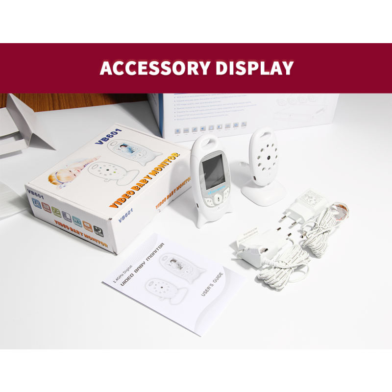 VB601 Monitor Video Wireless per Bambini 2.4G Telecamera di Sicurezza a Colori Comunicazione Bidirezionale Visione Notturna LED IR Monitoraggio della Temperatura Ninnananna Integrata