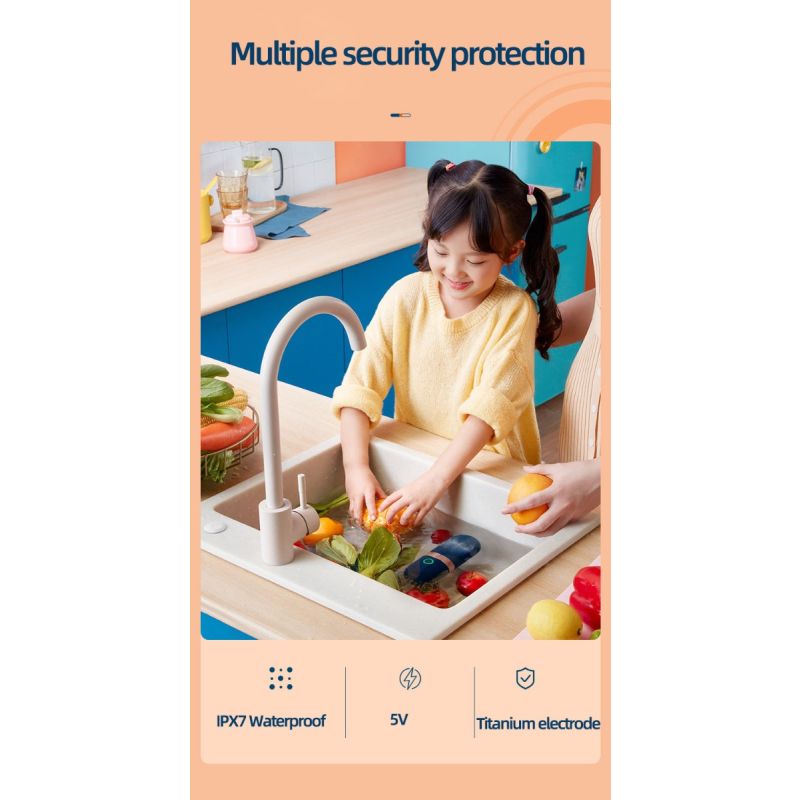 Donlim Disinfettante Verdure Lavastoviglie Lavaggio Capsule Dispositivo Cucina per Sicurezza Alimentare Rimozione Pesticidi Sanificazione Salute Design Intuitivo e Batteria Ricaricabile