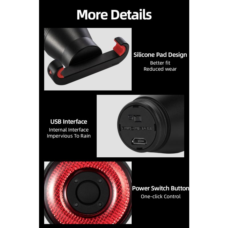 ROCKBROS Q5 Fanale Posteriore Bici Luce Frenata Automatica Impermeabile IPx6 Tecnologia Intelligente Sensore Smart Sicurezza in Bicicletta Visibilità per Ciclisti Ciclismo Urbano e All'aperto