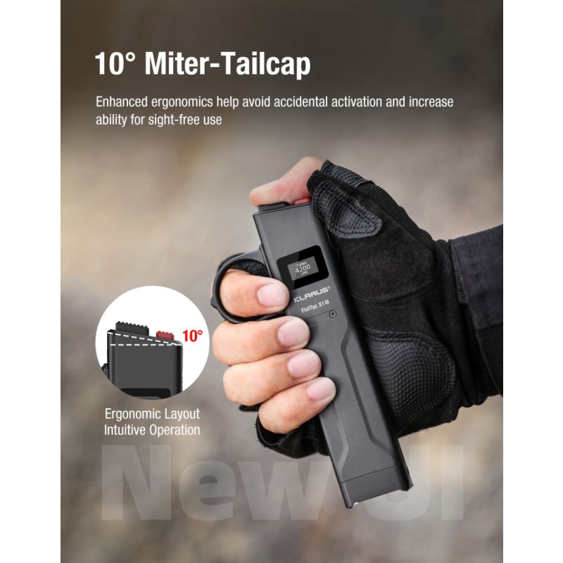 torcia tattica ultrasottile Klarus X1 4200LM, Luminus SST-70 LED per esterni, torcia di emergenza EDC
