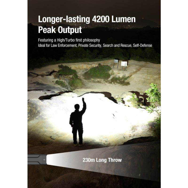 torcia tattica ultrasottile Klarus X1 4200LM, Luminus SST-70 LED per esterni, torcia di emergenza EDC