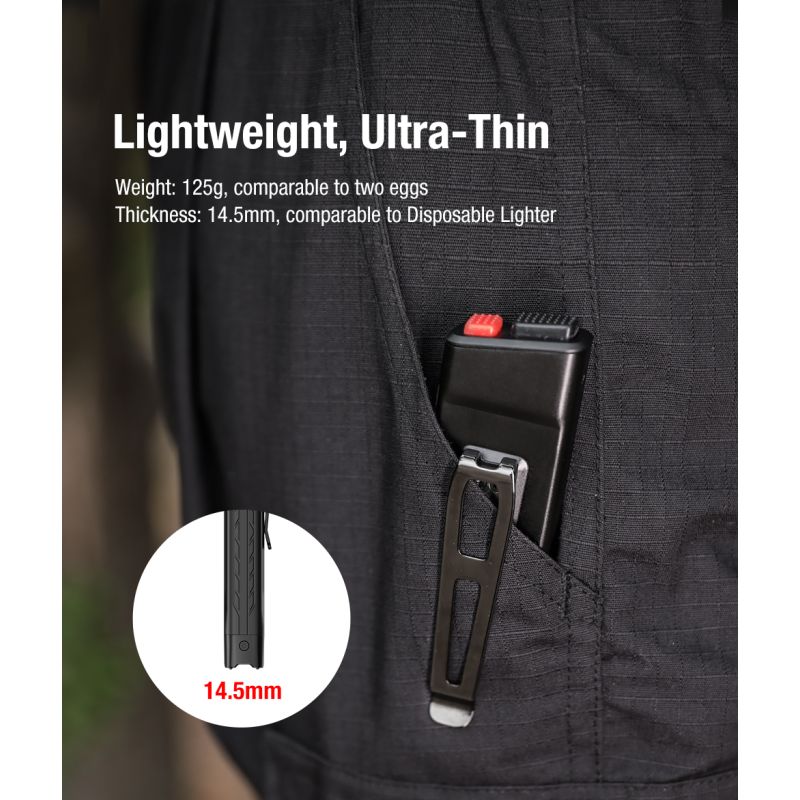 torcia tattica ultrasottile Klarus X1 4200LM, Luminus SST-70 LED per esterni, torcia di emergenza EDC