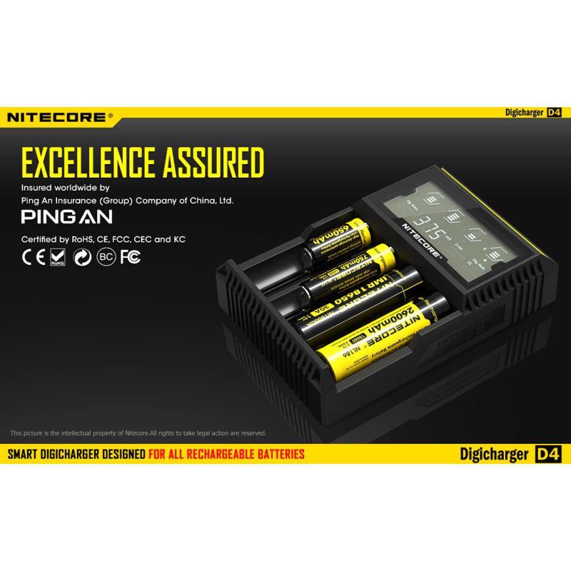 Nitecore D4 Digicharger caricabatterie intelligente con LCD Display compatibilità universale per batterie Li-Ion e Ni-MH ricarica simultanea e sicurezza avanzata acquisto conveniente