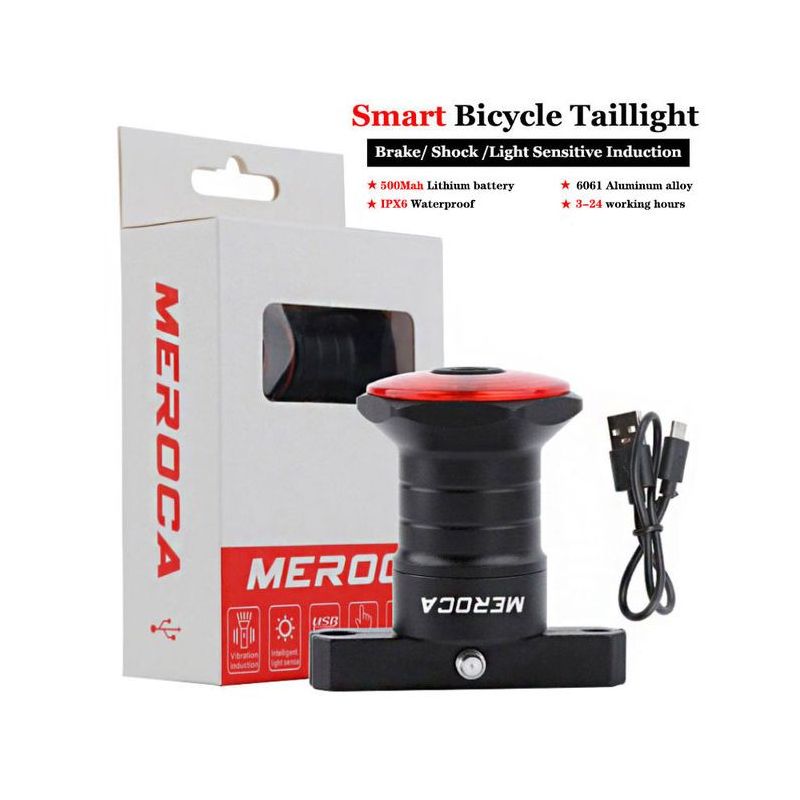 Fanale Intelligente Bici con Auto Start Stop e Luce Freno Ricarica USB IPX6 Impermeabile Alta Visibilità Sicurezza Ciclismo Attivazione Automatica Modalità Sleep Risparmio Energetico