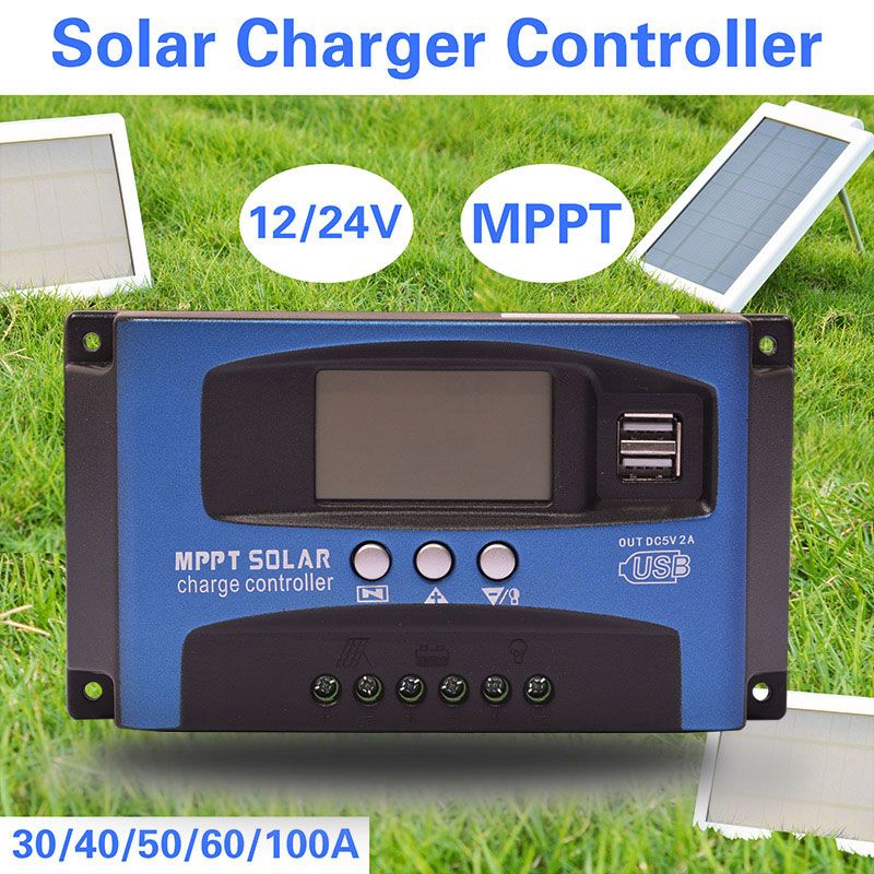 Regolatore di Carica Solare MPPT 30A 100A Caricatore Batteria con Dual USB 5V Display LCD Gestione Solare Avanzata e Chip Master Industriale per Ottimizzare e Proteggere il Tuo Sistema Energetico