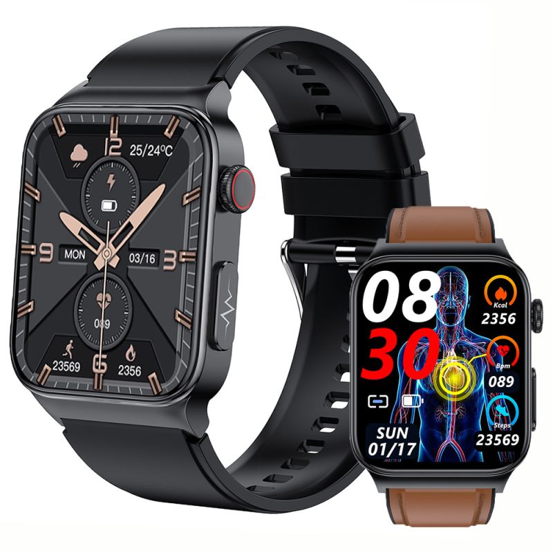 E500 Glicemia Smart Watch Men ECG Monitor Pressione sanguigna Temperatura corporea Smartwatch IP68 Tracker fitness impermeabile