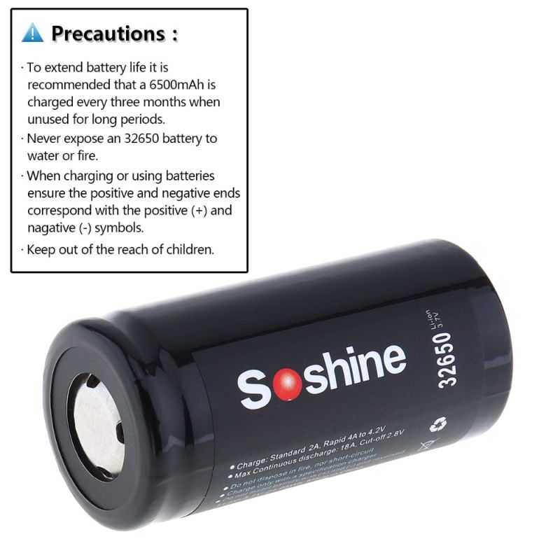 Soshine 6500mAh 3.7V 32650 batteria ricaricabile Li-ion energia costante e affidabile lunga durata compatibile con torce utensili biciclette veicoli elettrici qualità-prezzo imbattibile