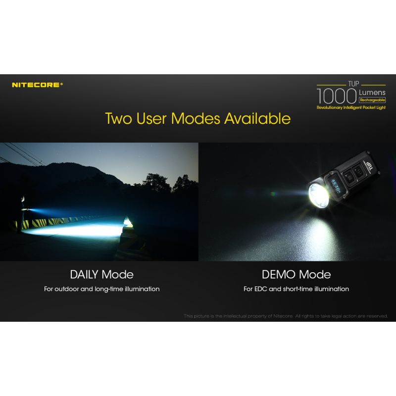 Scopri Nitecore TUP torcia LED ricaricabile USB 1000 lumen per esplorazioni notturne accessorio escursionismo ideale con display OLED e illuminazione affidabile attività all'aperto