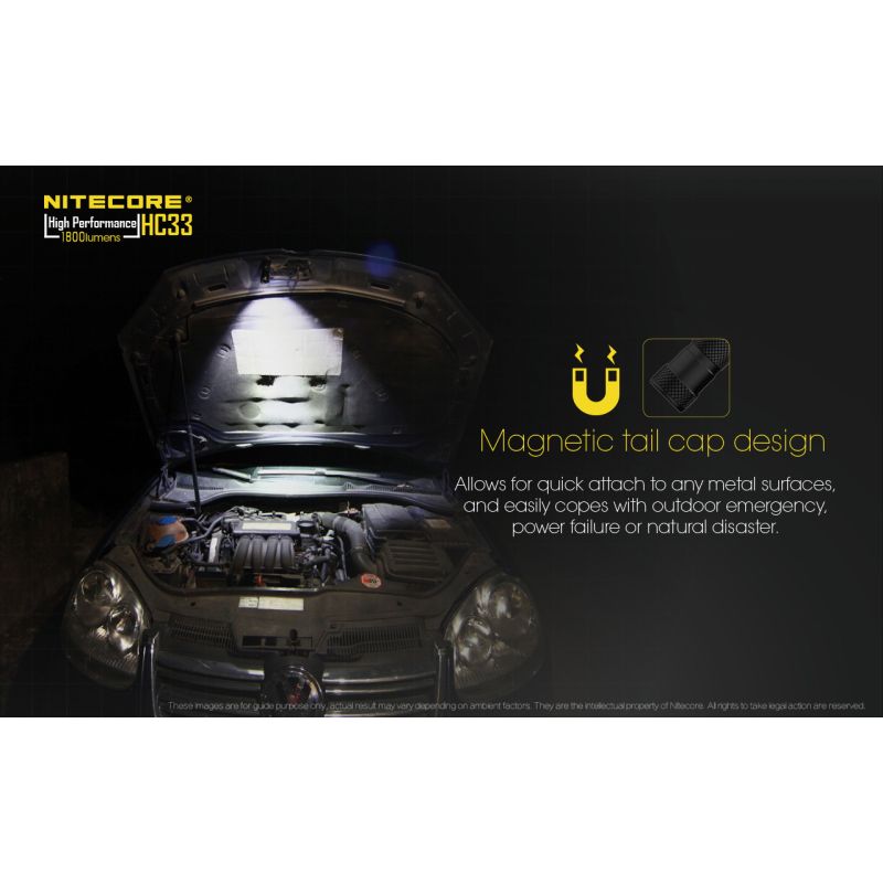 Nitecore HC33 XHP35 torcia LED 1800 lumen per illuminazione esterna e mani libere design compatibile con casco e tappo magnetico perfetta per campeggio ed esplorazioni