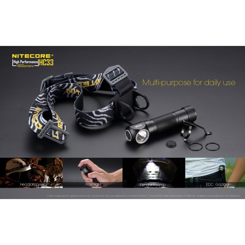 Nitecore HC33 XHP35 torcia LED 1800 lumen per illuminazione esterna e mani libere design compatibile con casco e tappo magnetico perfetta per campeggio ed esplorazioni