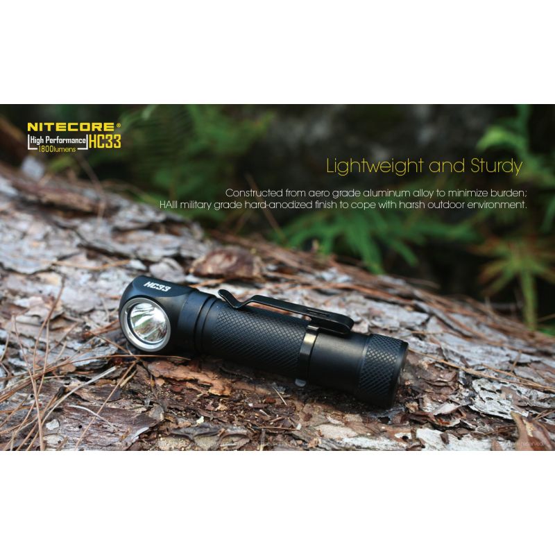 Nitecore HC33 XHP35 torcia LED 1800 lumen per illuminazione esterna e mani libere design compatibile con casco e tappo magnetico perfetta per campeggio ed esplorazioni