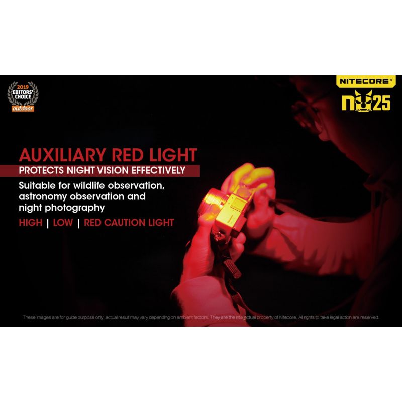 Lampada frontale Nitecore NU25 XP-G2 S3 360 lumen ricaricabile per illuminazione outdoor con batteria integrata e ricarica micro USB ideale per campeggio e attrezzatura da avventura