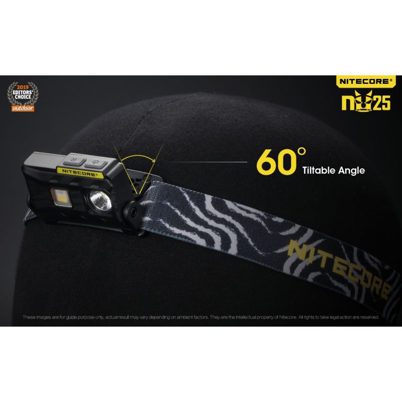 Lampada frontale Nitecore NU25 XP-G2 S3 360 lumen ricaricabile per illuminazione outdoor con batteria integrata e ricarica micro USB ideale per campeggio e attrezzatura da avventura