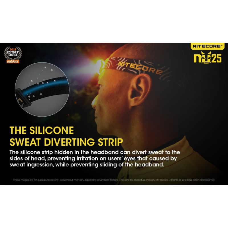 Lampada frontale Nitecore NU25 XP-G2 S3 360 lumen ricaricabile per illuminazione outdoor con batteria integrata e ricarica micro USB ideale per campeggio e attrezzatura da avventura