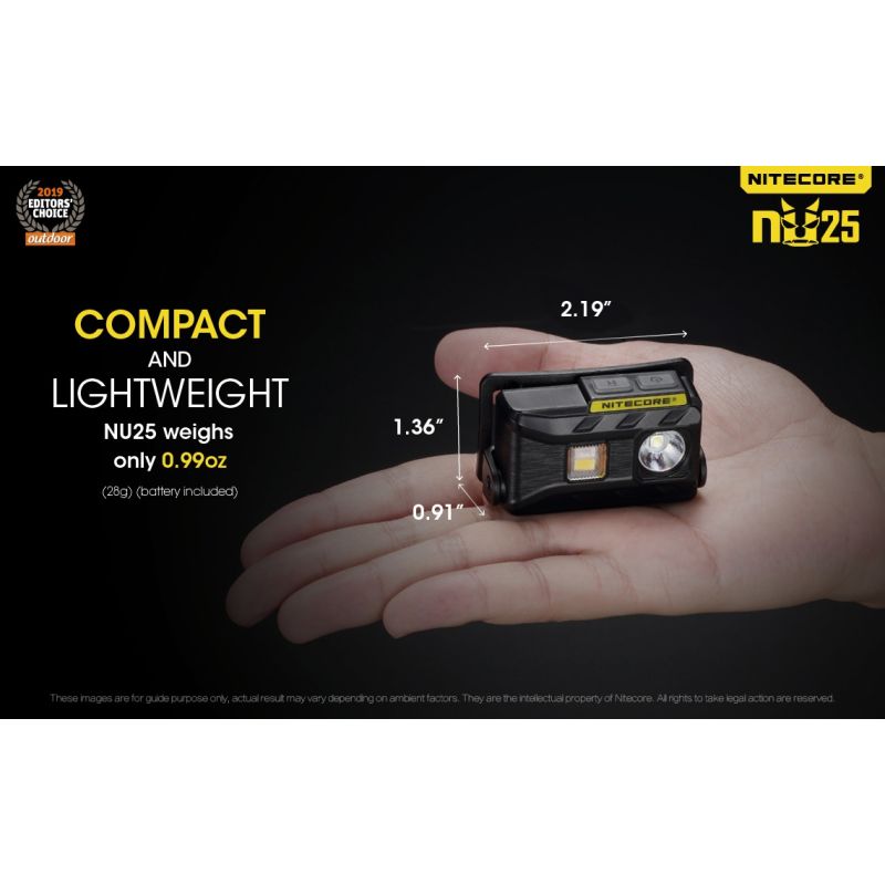 Lampada frontale Nitecore NU25 XP-G2 S3 360 lumen ricaricabile per illuminazione outdoor con batteria integrata e ricarica micro USB ideale per campeggio e attrezzatura da avventura