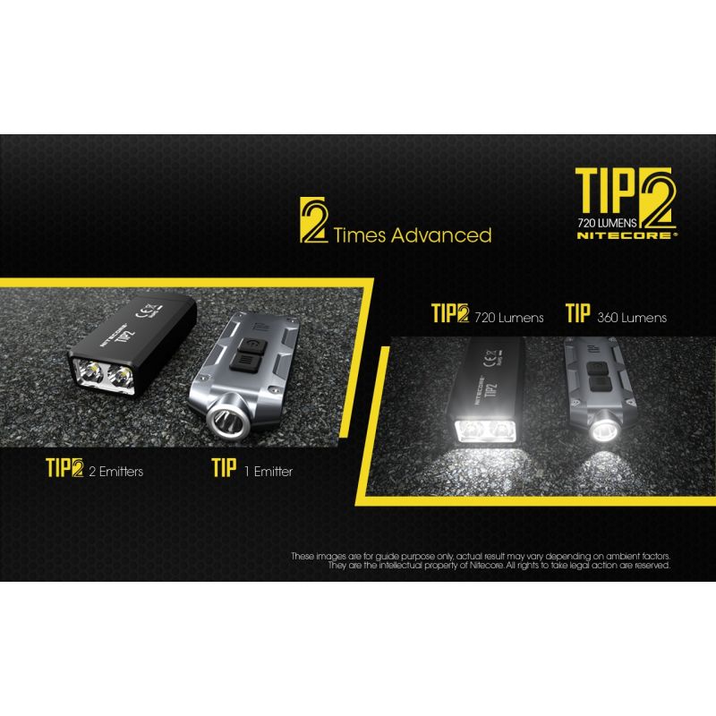 NITECORE TIP2 torcia portachiavi LED ricaricabile USB 720 lumen design compatto leggera ideale per campeggio e trasporto quotidiano illuminazione affidabile UPC 700646182206