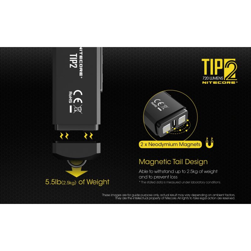 NITECORE TIP2 torcia portachiavi LED ricaricabile USB 720 lumen design compatto leggera ideale per campeggio e trasporto quotidiano illuminazione affidabile UPC 700646182206