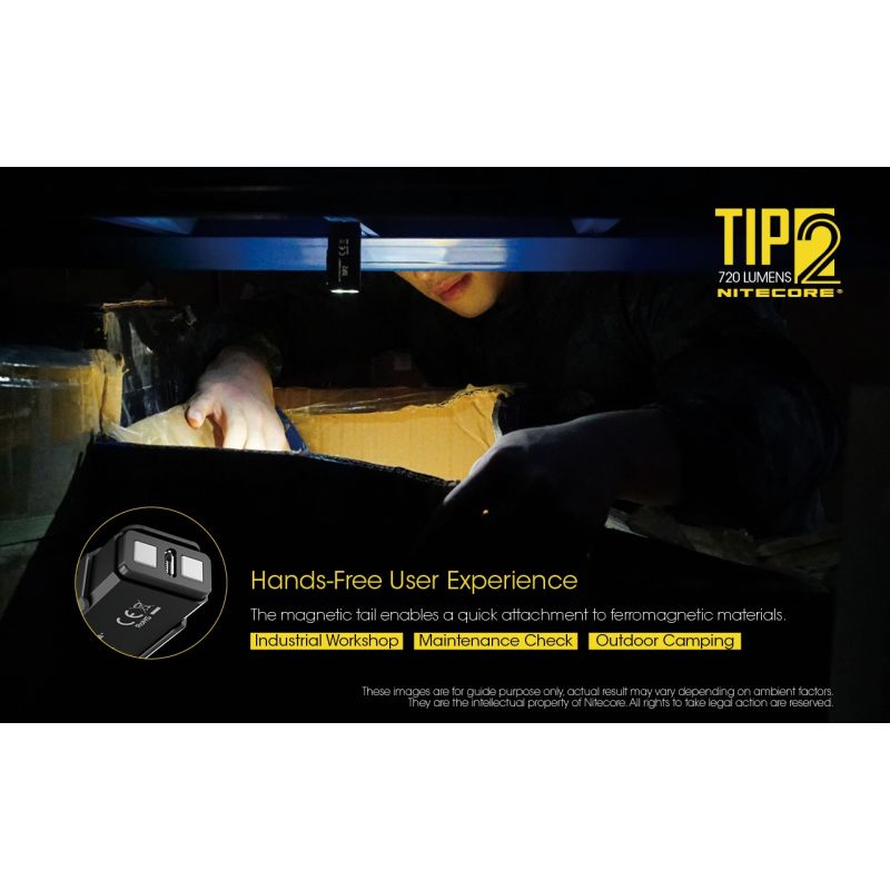 NITECORE TIP2 torcia portachiavi LED ricaricabile USB 720 lumen design compatto leggera ideale per campeggio e trasporto quotidiano illuminazione affidabile UPC 700646182206