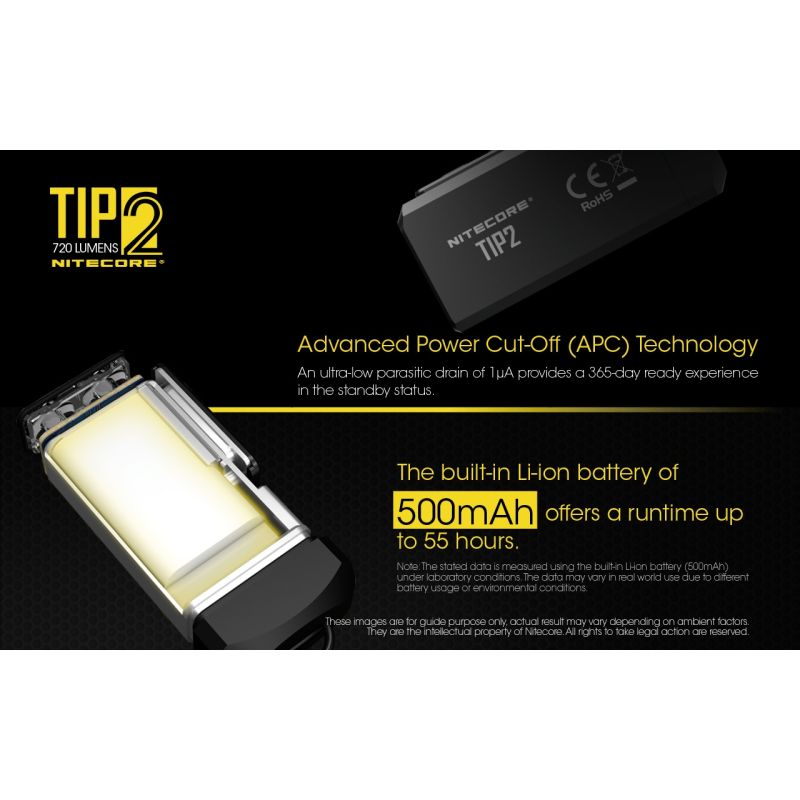 NITECORE TIP2 torcia portachiavi LED ricaricabile USB 720 lumen design compatto leggera ideale per campeggio e trasporto quotidiano illuminazione affidabile UPC 700646182206