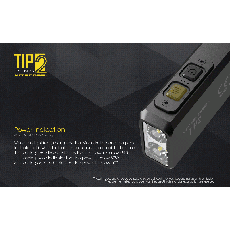 NITECORE TIP2 torcia portachiavi LED ricaricabile USB 720 lumen design compatto leggera ideale per campeggio e trasporto quotidiano illuminazione affidabile UPC 700646182206