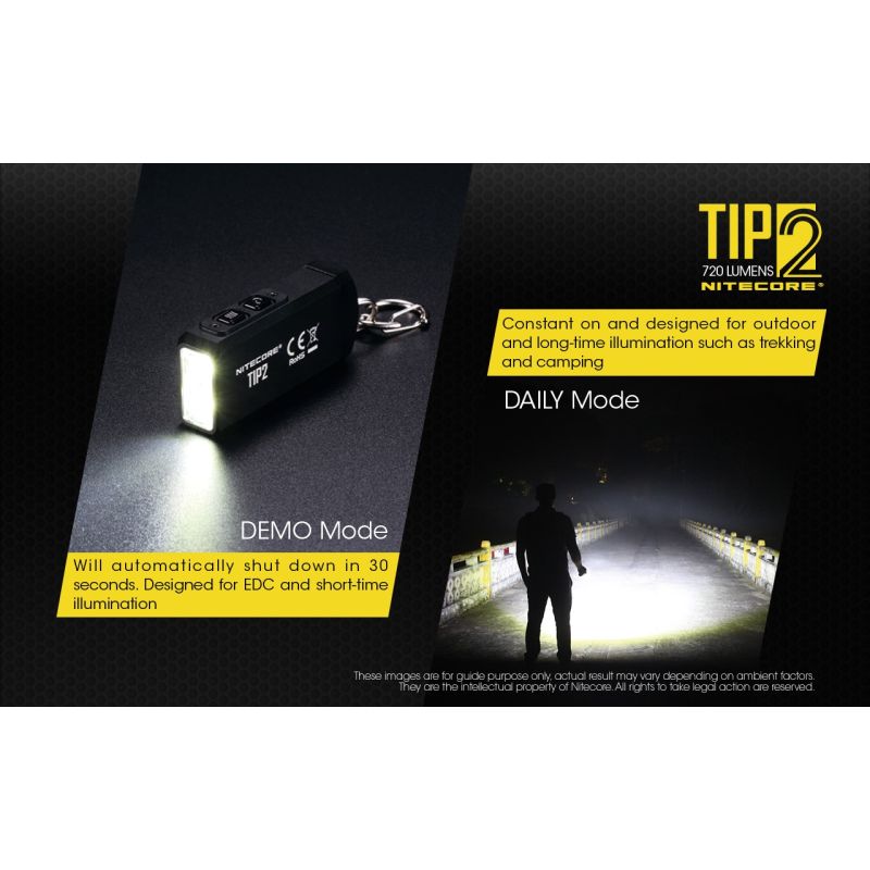 NITECORE TIP2 torcia portachiavi LED ricaricabile USB 720 lumen design compatto leggera ideale per campeggio e trasporto quotidiano illuminazione affidabile UPC 700646182206