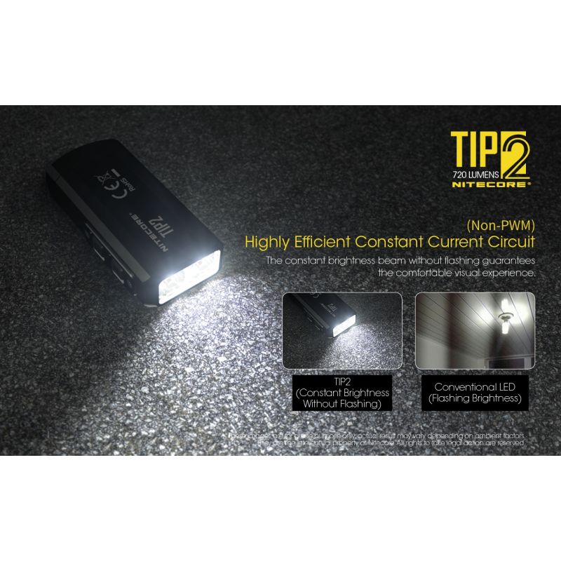 NITECORE TIP2 torcia portachiavi LED ricaricabile USB 720 lumen design compatto leggera ideale per campeggio e trasporto quotidiano illuminazione affidabile UPC 700646182206