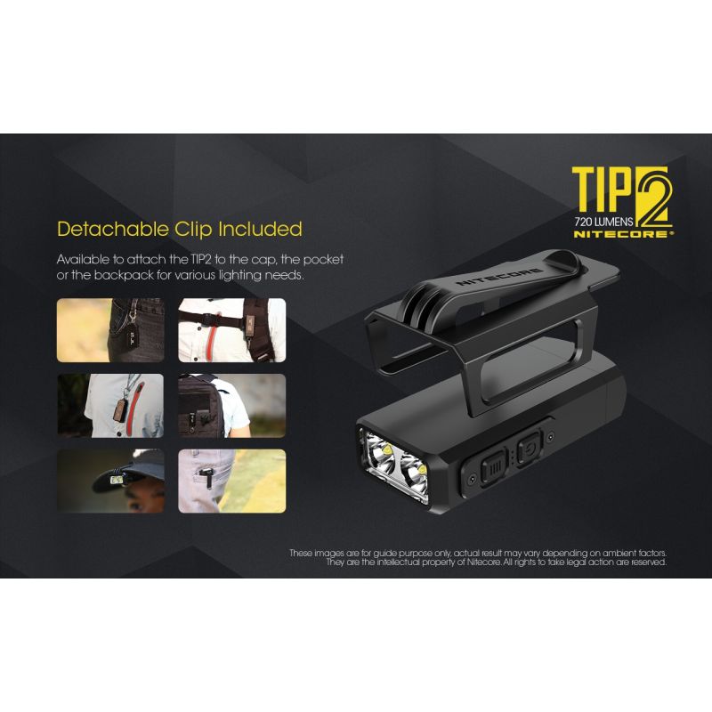 NITECORE TIP2 torcia portachiavi LED ricaricabile USB 720 lumen design compatto leggera ideale per campeggio e trasporto quotidiano illuminazione affidabile UPC 700646182206