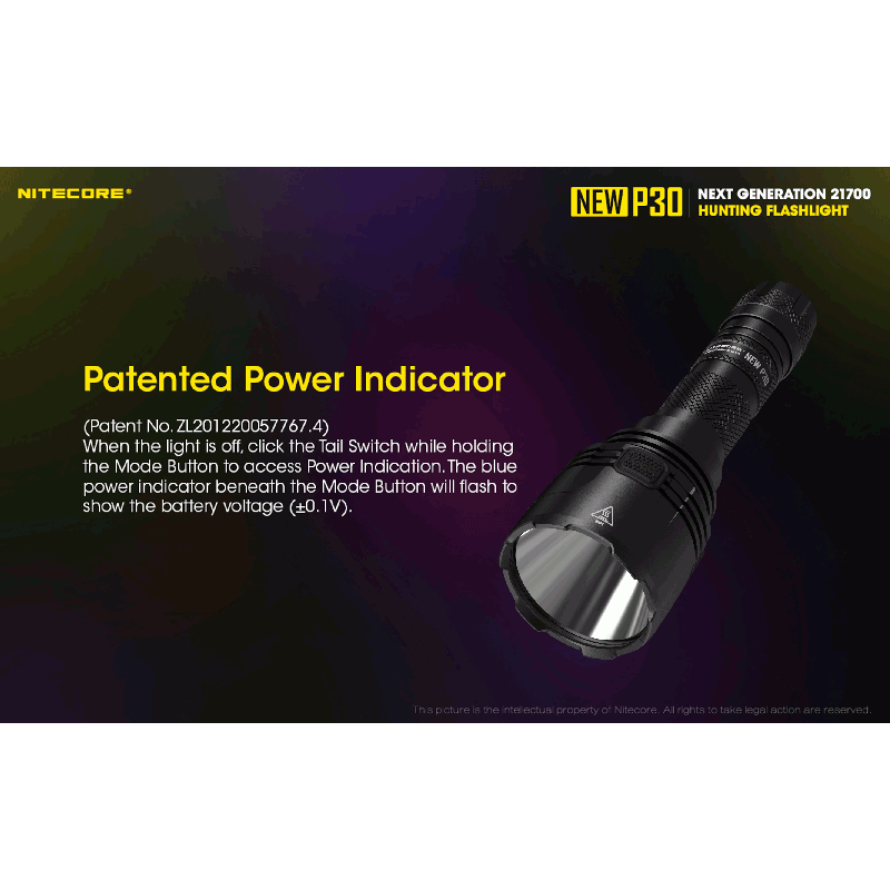 Scopri la torcia LED Nitecore P30 XP-L HI V3 ad alte prestazioni 1000 lumen fascio 618 metri ideale per emergenze outdoor e attività di ricerca con design resistente e multi-modalità