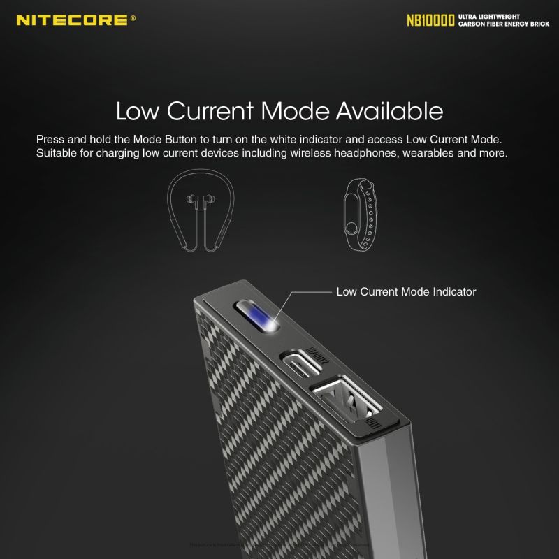 Nitecore NB10000 QC Power Bank 10000mAh USB USB-C Leggero Caricatore Portatile per iPhone 11 Samsung S10 Ricarica Veloce Ideale Accessorio da Viaggio Design Compatto