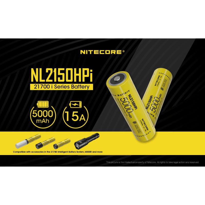 Batteria ricaricabile NITECORE NL2150HPI 5000mAh 3.6V 18Wh 21700 per dispositivi elettronici alta performance densità energetica caratteristica di sicurezza avanzata tecnologia innovativa