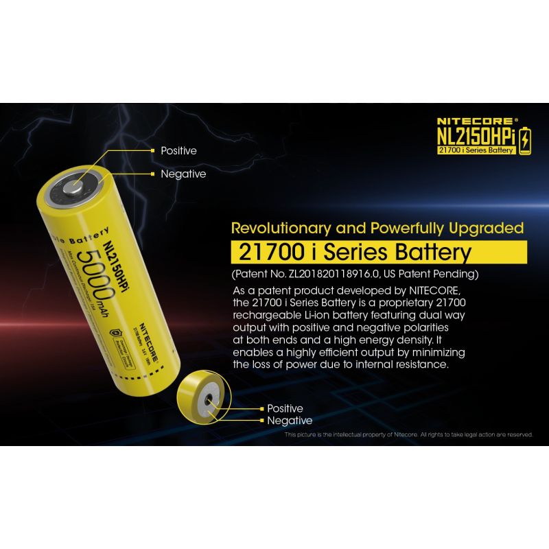 Batteria ricaricabile NITECORE NL2150HPI 5000mAh 3.6V 18Wh 21700 per dispositivi elettronici alta performance densità energetica caratteristica di sicurezza avanzata tecnologia innovativa