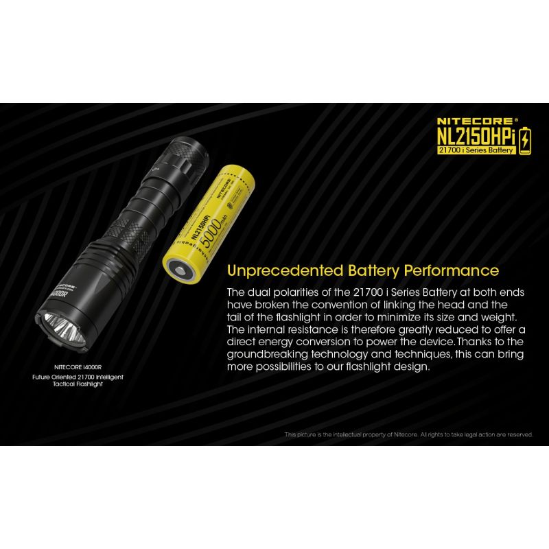Batteria ricaricabile NITECORE NL2150HPI 5000mAh 3.6V 18Wh 21700 per dispositivi elettronici alta performance densità energetica caratteristica di sicurezza avanzata tecnologia innovativa