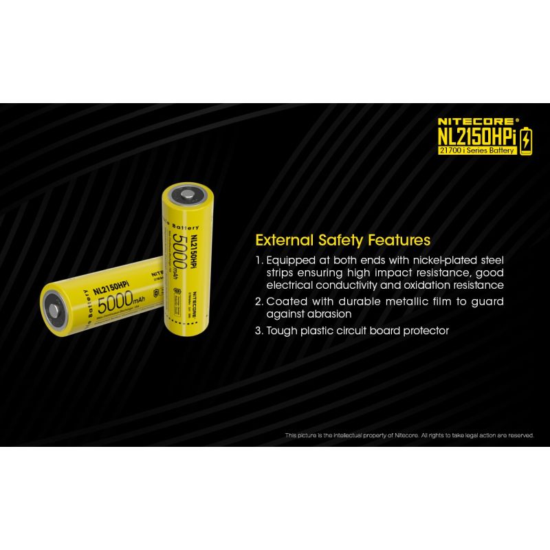 Batteria ricaricabile NITECORE NL2150HPI 5000mAh 3.6V 18Wh 21700 per dispositivi elettronici alta performance densità energetica caratteristica di sicurezza avanzata tecnologia innovativa