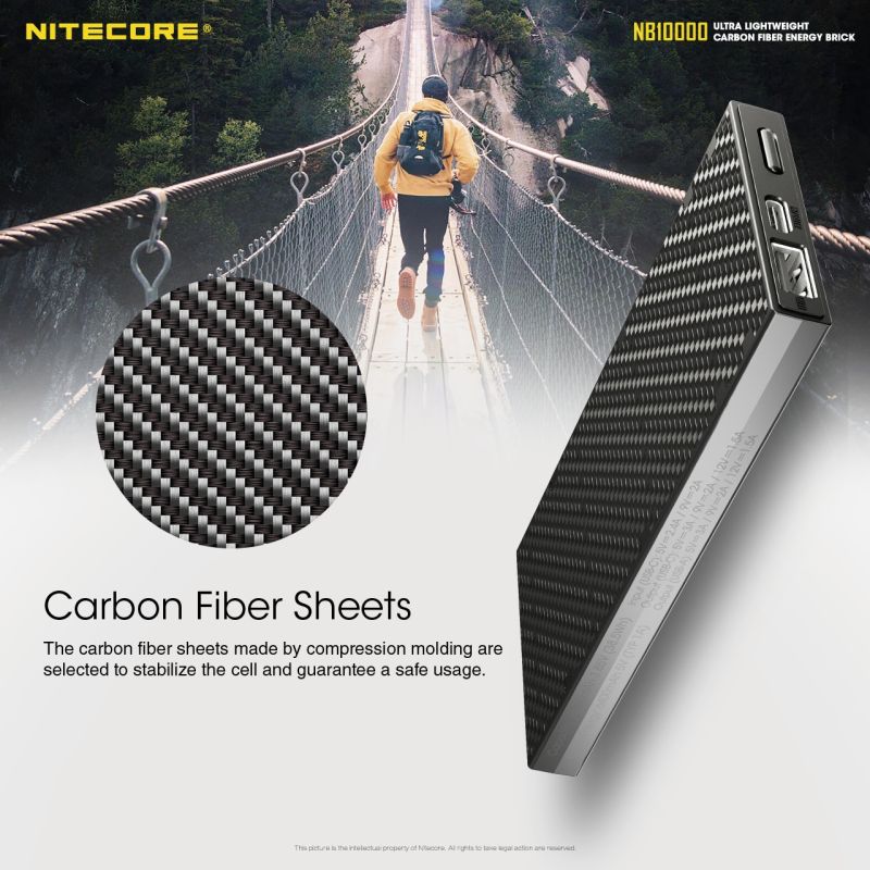Nitecore NB10000 QC Power Bank 10000mAh USB USB-C Leggero Caricatore Portatile per iPhone 11 Samsung S10 Ricarica Veloce Ideale Accessorio da Viaggio Design Compatto