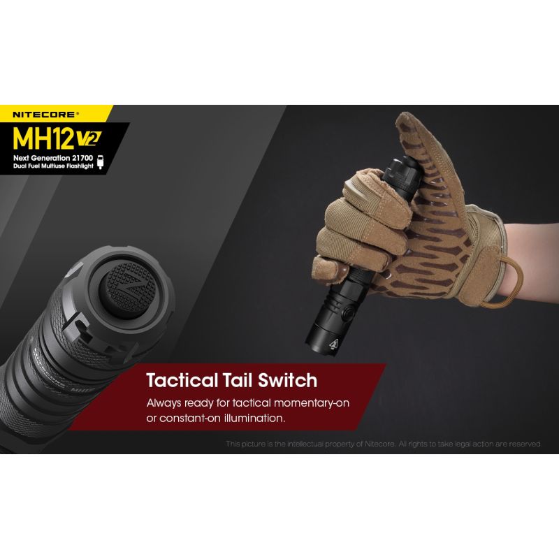 Nitecore MH12 V2 torcia LED 1200 lumen batteria 21700 torcia ad alte prestazioni illuminazione outdoor torcia d'emergenza con opzioni di alimentazione versatili e lunga autonomia