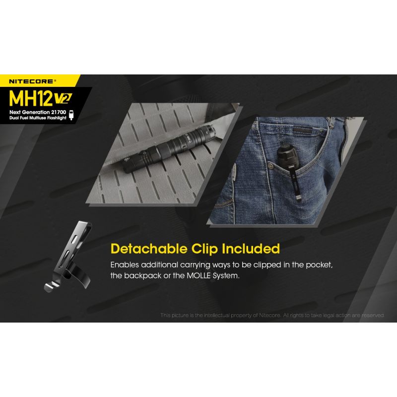 Nitecore MH12 V2 torcia LED 1200 lumen batteria 21700 torcia ad alte prestazioni illuminazione outdoor torcia d'emergenza con opzioni di alimentazione versatili e lunga autonomia