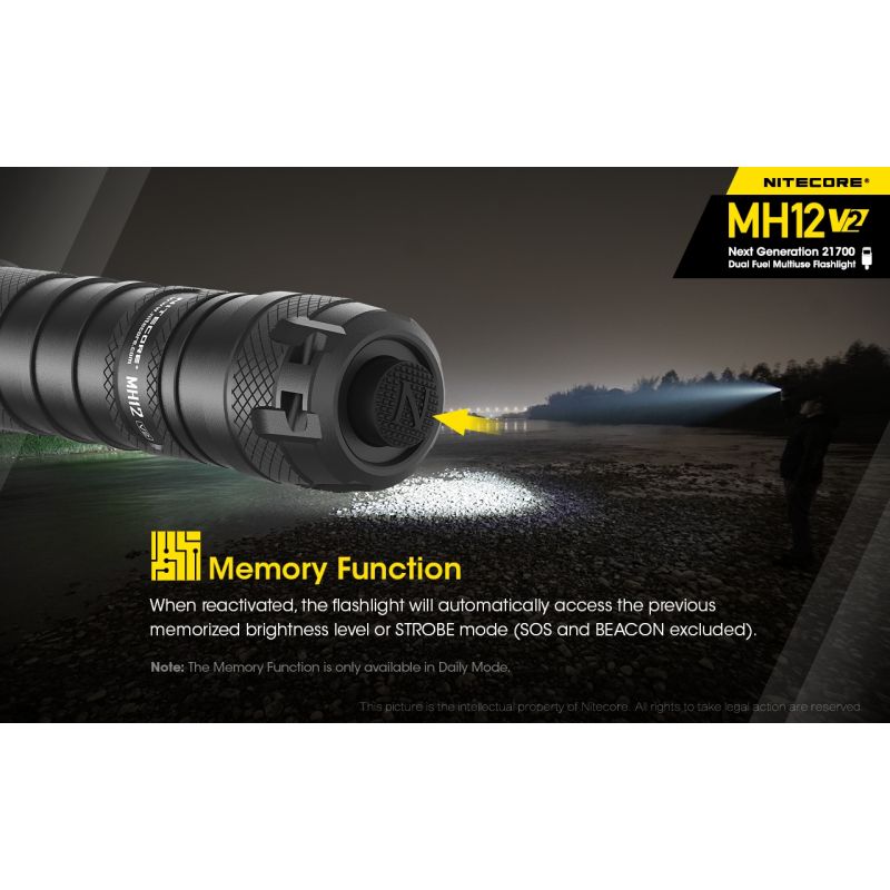 Nitecore MH12 V2 torcia LED 1200 lumen batteria 21700 torcia ad alte prestazioni illuminazione outdoor torcia d'emergenza con opzioni di alimentazione versatili e lunga autonomia