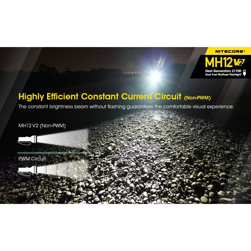 Nitecore MH12 V2 torcia LED 1200 lumen batteria 21700 torcia ad alte prestazioni illuminazione outdoor torcia d'emergenza con opzioni di alimentazione versatili e lunga autonomia