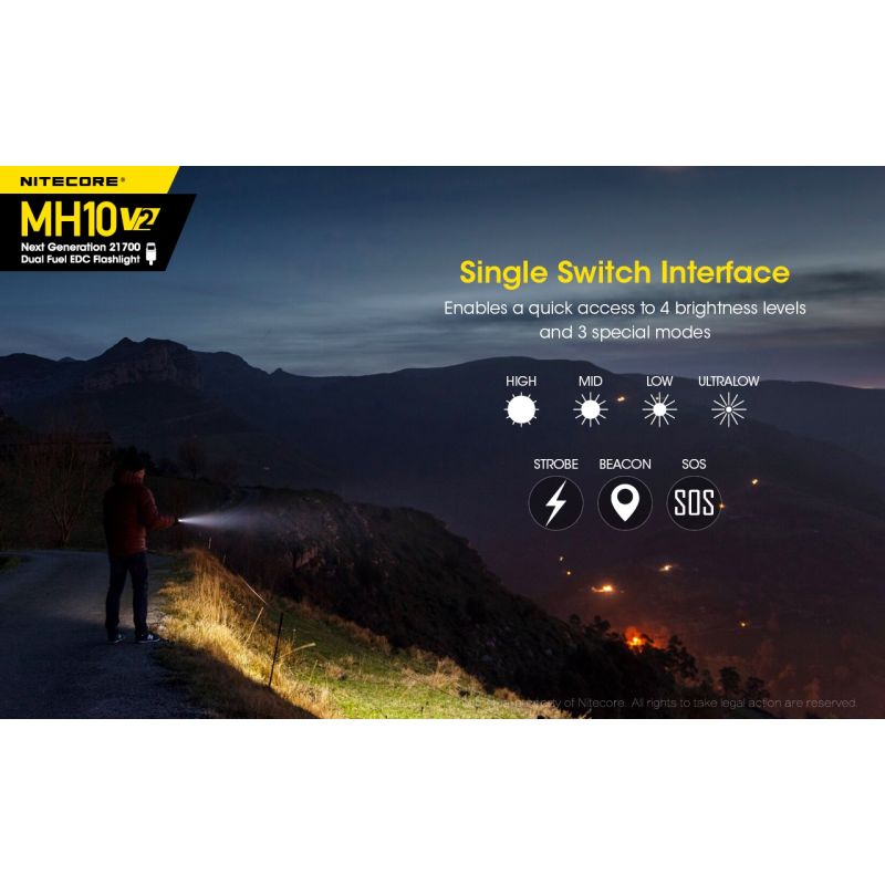 NITECORE MH10 V2 Torcia LED XP-L2 V6 1200 Lumen Ricarica USB-C Design Compatto Batteria 21700 Alta Qualità Ottime per Avventure Outdoor Torcia Durevole e Affidabile Acquisti Online