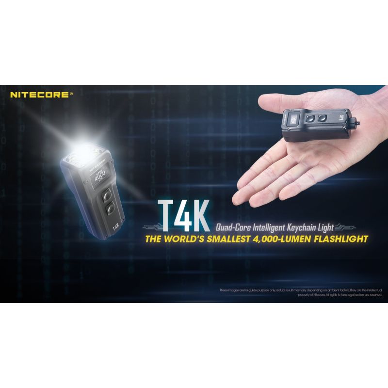 Nitecore T4K torcia portachiavi 4000 lumen LED XP-L2 V6 ricarica USB-C torcia portatile illuminazione affidabile ideale per escursioni torcia compatta per avventure quotidiane