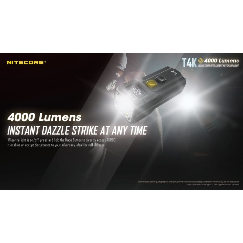 Nitecore T4K torcia portachiavi 4000 lumen LED XP-L2 V6 ricarica USB-C torcia portatile illuminazione affidabile ideale per escursioni torcia compatta per avventure quotidiane